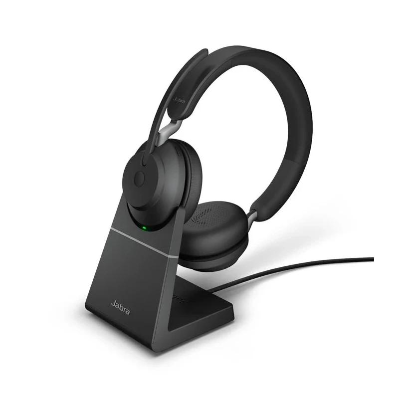 Jabra On Ear Headset Black USB-A Wireless Stereo with Noise Isolation and Desk Stand Evolve2 65