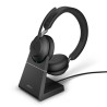 Jabra On Ear Headset Black USB-A Wireless Stereo with Noise Isolation and Desk Stand Evolve2 65