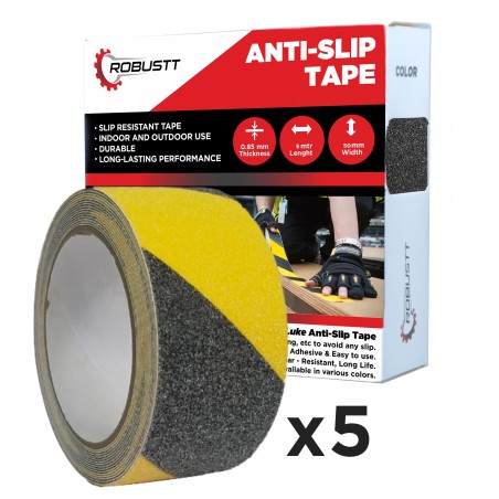 Buy Robustt Anti Skid/Slip 5mx50mm Yellow/Black Adhesive Tape