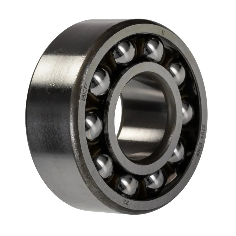 SKF Self-Aligning Ball Bearing 20 mm ID, 47 mm OD, 18 mm Race Width, Non-Metallic Cage, Steel Balls, Open End 2204 ETN9