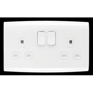 Contactum 13A White 2 Gang Switched Indoor Wall Mount Plug Socket ALF4356WHW