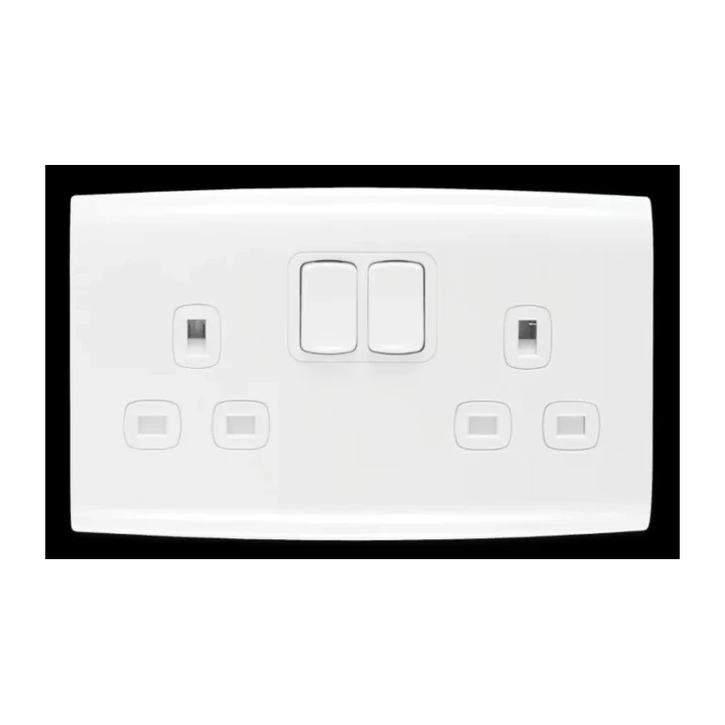 Contactum 13A White 2 Gang Switched Indoor Wall Mount Plug Socket ALF4356WHW