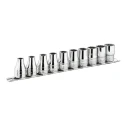 Facom 10-Piece 3/8 in Angular Socket Set, Metric 7-16 mm, Steel, Bright Chrome Finish J.40E