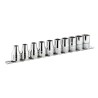 Facom 10-Piece 3/8 in Angular Socket Set, Metric 7-16 mm, Steel, Bright Chrome Finish J.40E