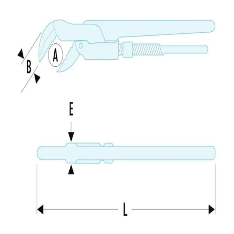 Facom Pipe Wrench 34 mm Jaw Capacity 345mm Overall Length Metal Handle 121A.1P