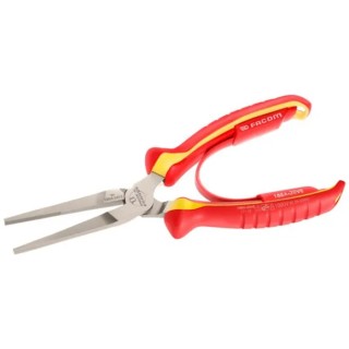Facom 1-Piece Flat Nose Plier, 200mm Overall Length, VDE/1000V Approved, High Carbon Steel, Bi-Material Ergonomic 188A.20VE
