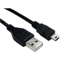 RS PRO IC Socket USB Cable, Male USB Type A to Male USB 2.0 Mini USB Type B, Black, 150 mm 236-9071