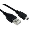 RS PRO IC Socket USB Cable, Male USB Type A to Male USB 2.0 Mini USB Type B, Black, 150 mm 236-9071