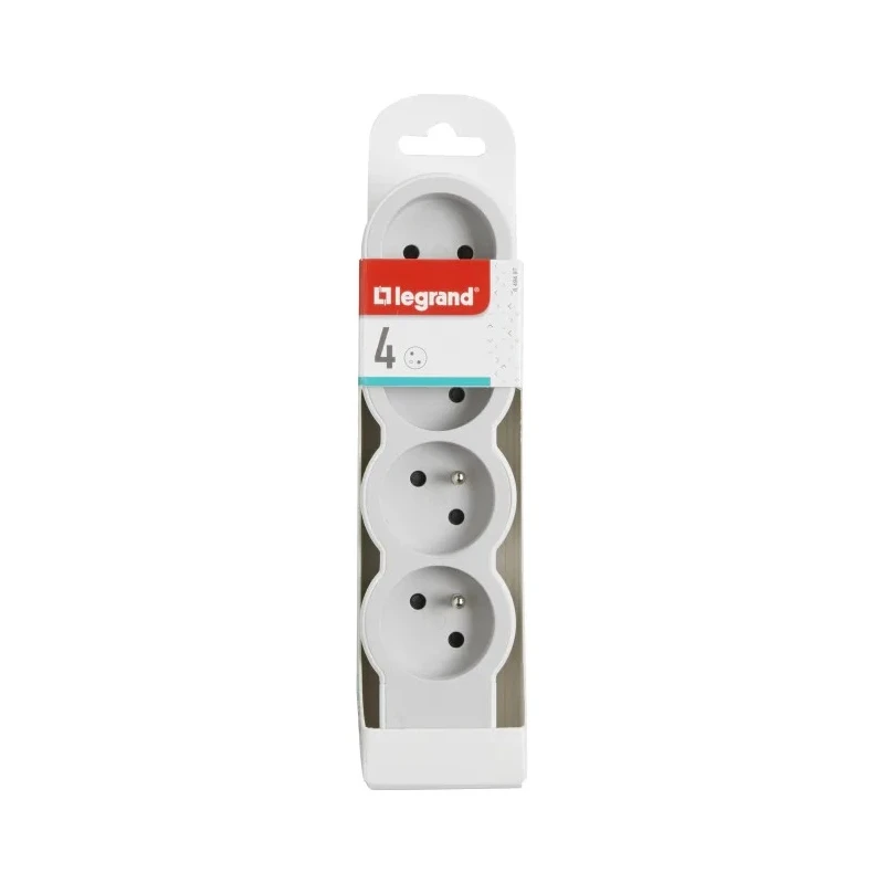 Legrand Extension Lead 4 Socket Type E 16A 230V Impact Resistance IK04, RoHS Compliant 049497