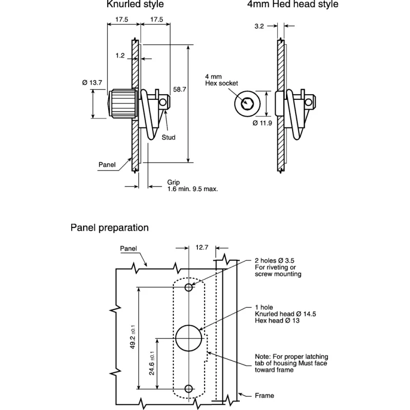 Southco Steel Bright Chromate Zinc Plated Spring Loaded Compression Latch 59 mm Length 16 mm Width 35 mm Depth 57-10-801-10