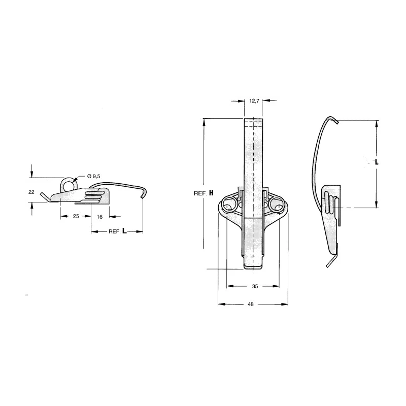 Southco Stainless Steel Lockable Spring Loaded Latch 82.0mm x 48.0mm V2-0025-52-RS
