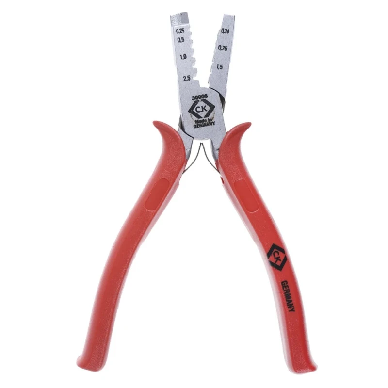 CK Professional Crimp Tool for Wire Ferrules, Anti-Slip Soft Grip Handle, Capacity 0.25-2.5 mm² / AWG 23-13 430005