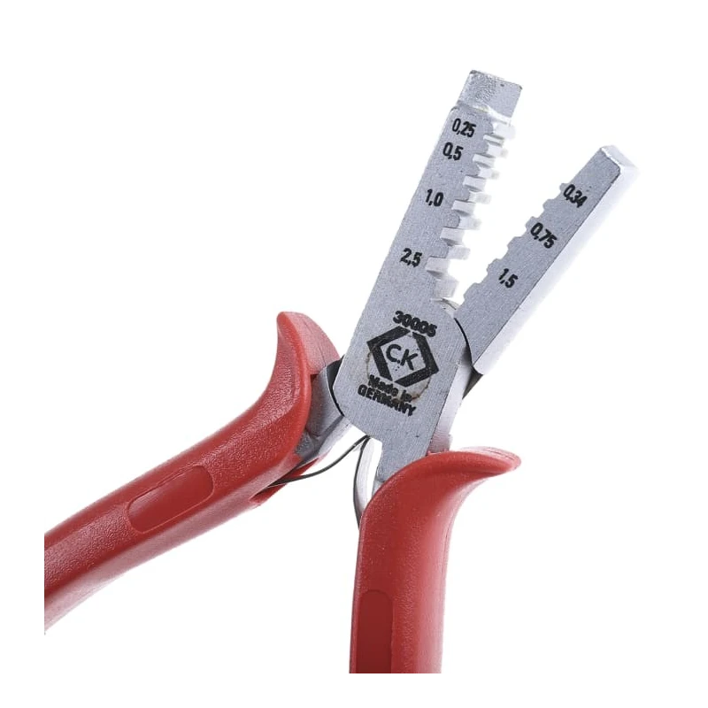 CK Professional Crimp Tool for Wire Ferrules, Anti-Slip Soft Grip Handle, Capacity 0.25-2.5 mm² / AWG 23-13 430005