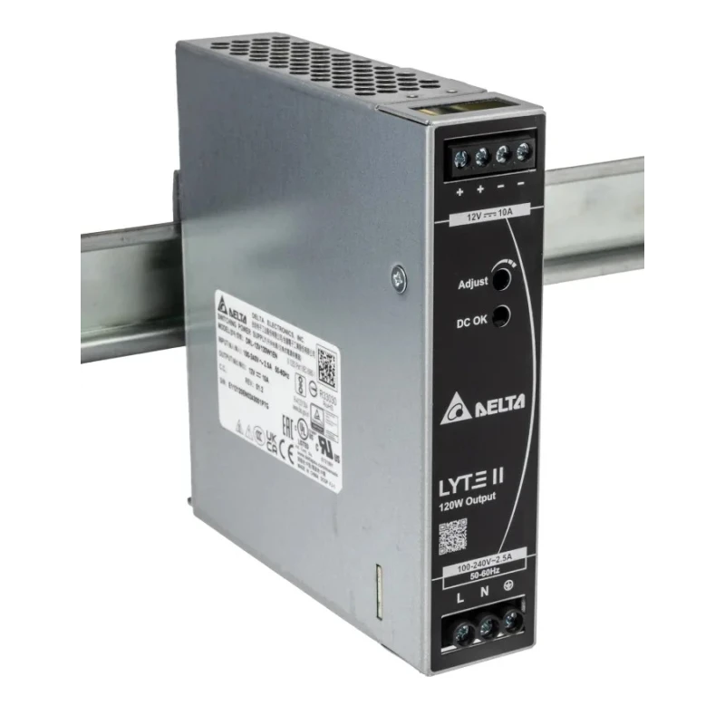 Delta Electronics DRL Switched Mode DIN Rail Power Supply 264V AC Input 12V DC, 10 A Output, 120 W DRL-12V120W1EN