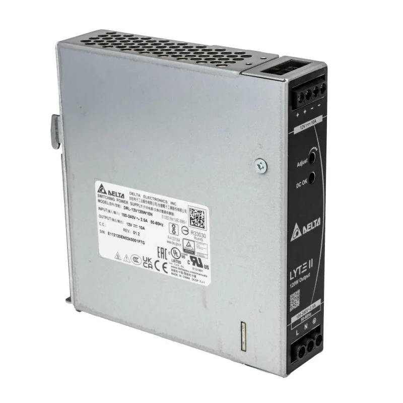 Delta Electronics DRL Switched Mode DIN Rail Power Supply 264V AC Input 12V DC, 10 A Output, 120 W DRL-12V120W1EN