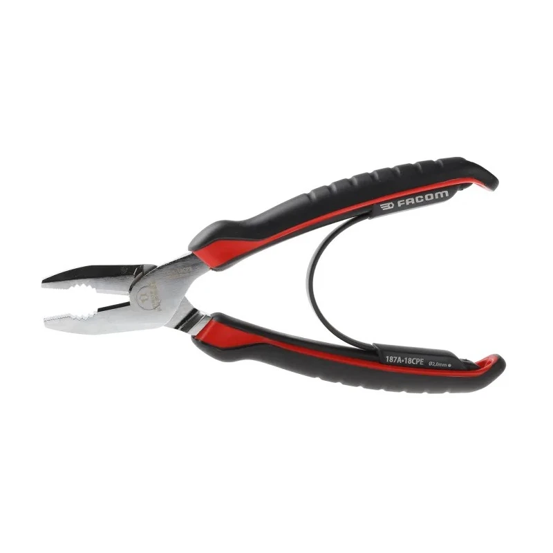 Facom Combination Plier with Ergonomic Grip, 185mm Overall Length, 36mm Jaw Length, Chrome Vanadium Steel 187A.18CPE