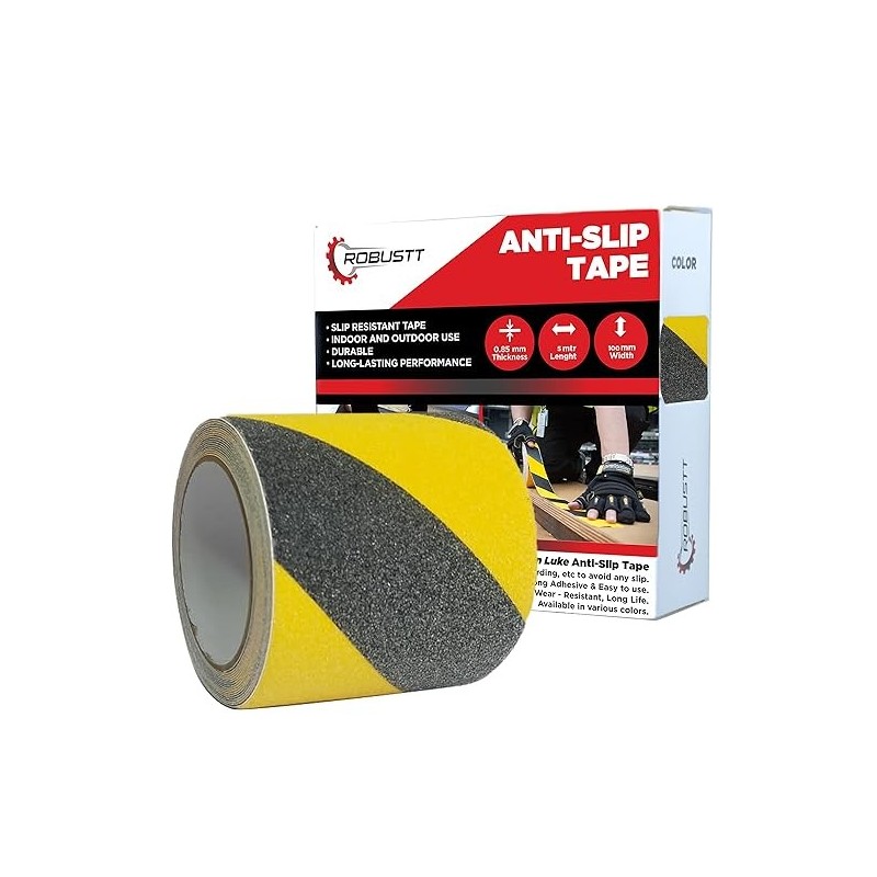 Robustt Anti Skid/AntiSlip 5mtr x 100mm Yellow/Black tape