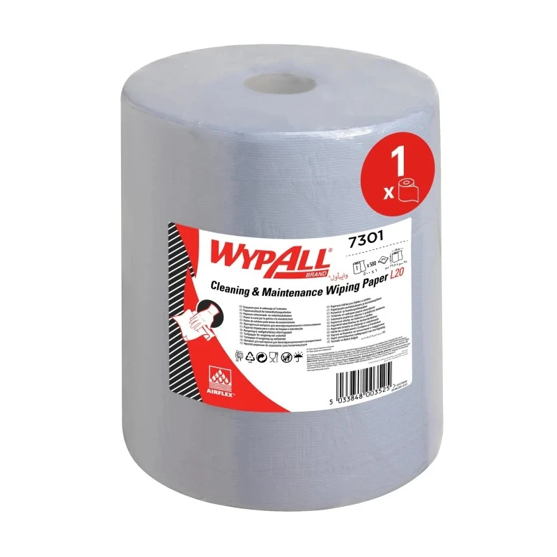 Kimberly Clark L20 General Clean Blue Jumbo Cleaning Paper Towel Roll 2 Ply 330 x 380 mm 500 Sheets 7301