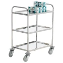 RS PRO 3 Tier Stainless Steel Non-Marking Swivel Trolley 610 mm Platform Length, 100 kg Load Capacity, 410 mm 346-8083
