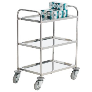 RS PRO 3 Tier Stainless Steel Non-Marking Swivel Trolley 610 mm Platform Length, 100 kg Load Capacity, 410 mm 346-8083