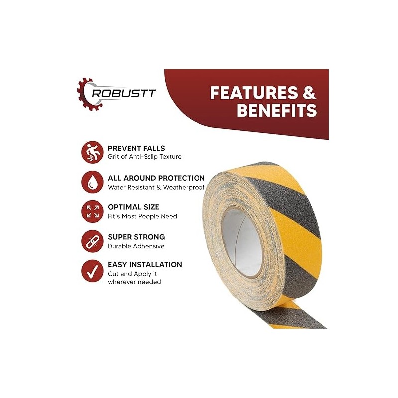 Robustt Anti Skid/AntiSlip 5mtr x 100mm Yellow/Black tape