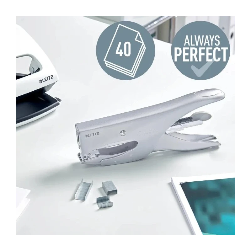 Leitz Full Strip Plier Stapler, 40 Sheet Capacity, Compatible with 24/8 mm Leitz Power Performance P4 Staples 55490081