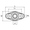 Igus Maintenance Free 2 Hole Bearing Unit 12 mm Inside Diameter, 56.7mm Length, 31mm Width, 13mm Depth, Model EFOM-12