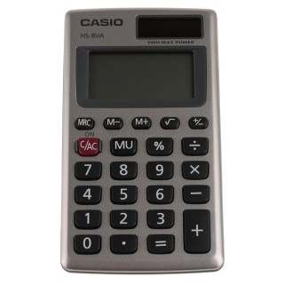 Casio Pocket Calculator Solar Power Supply Battery Powered 8 Digits Grey HS-8VA HS-8VA-