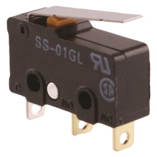 Omron Hinge Lever Micro Switch Solder Terminal, 100mA Current, 30 V DC, SPDT Contact Configuration SS-01GL-F
