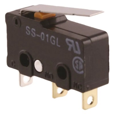 Omron Hinge Lever Micro Switch Solder Terminal, 100mA Current, 30 V DC, SPDT Contact Configuration SS-01GL-F