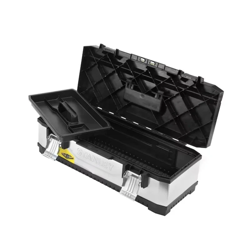 Stanley Metal Tool Box with Movable Tote Tray, Padlock Lock Type, 660mm x 290mm x 222mm 1-95-620