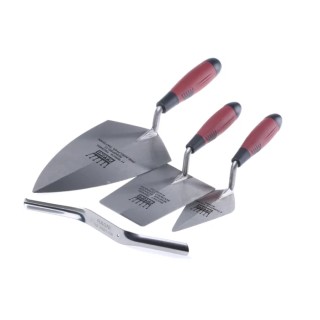 Ragni 4 Piece Brickies Pointing Trowel Set with Carbon Steel Blades and Wooden Comfort Grip Handles RB1010