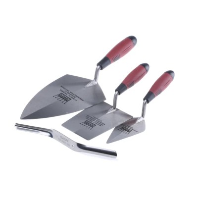 Ragni 4 Piece Brickies Pointing Trowel Set with Carbon Steel Blades and Wooden Comfort Grip Handles RB1010