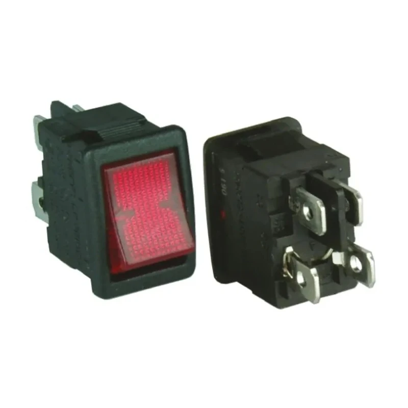 ZF Illuminated Double Pole Single Throw DPST On-Off On-Off Nylon Panel Mount Rocker Switch LRA32H2BBREN
