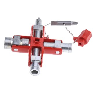 Facom Aluminium 9-way Control Cabinet Key with Removable Chain Linked Wrench and Bit Adapter 838305PB