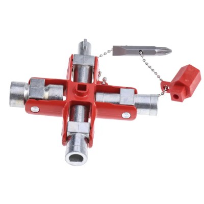 Facom Aluminium 9-way Control Cabinet Key with Removable Chain Linked Wrench and Bit Adapter 838305PB