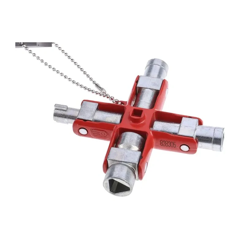 Facom Aluminium 9-way Control Cabinet Key with Removable Chain Linked Wrench and Bit Adapter 838305PB
