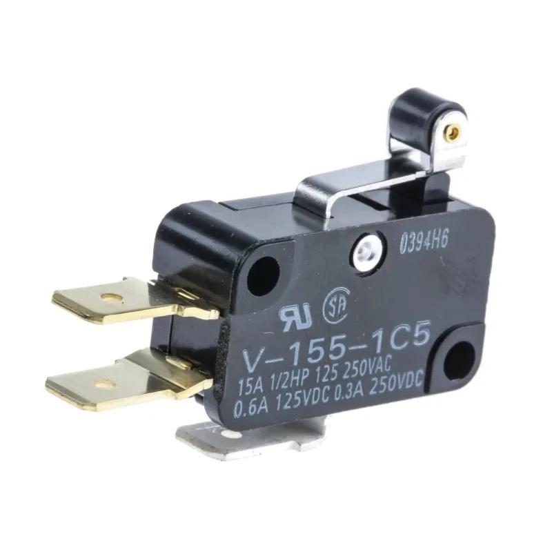 Omron Roller Lever Micro Switch, Quick Connect Terminal, 15A, 250 V AC, SPCO Contact, IP40 V-155-1C5