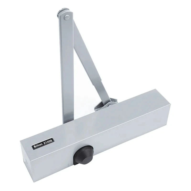 Briton Silver Overhead Door Closer Adjustable Strength Fire Door Compatible Steel 2130B.C.SES