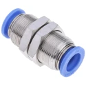 RS PRO Bulkhead Tube-to-Tube Pneumatic Fitting Nickel Plated Brass Push In 10 mm 10 bar 916-0836