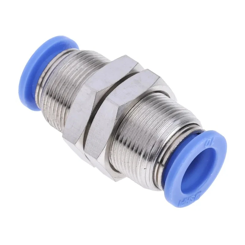 RS PRO Bulkhead Tube-to-Tube Pneumatic Fitting Nickel Plated Brass Push In 10 mm 10 bar 916-0836
