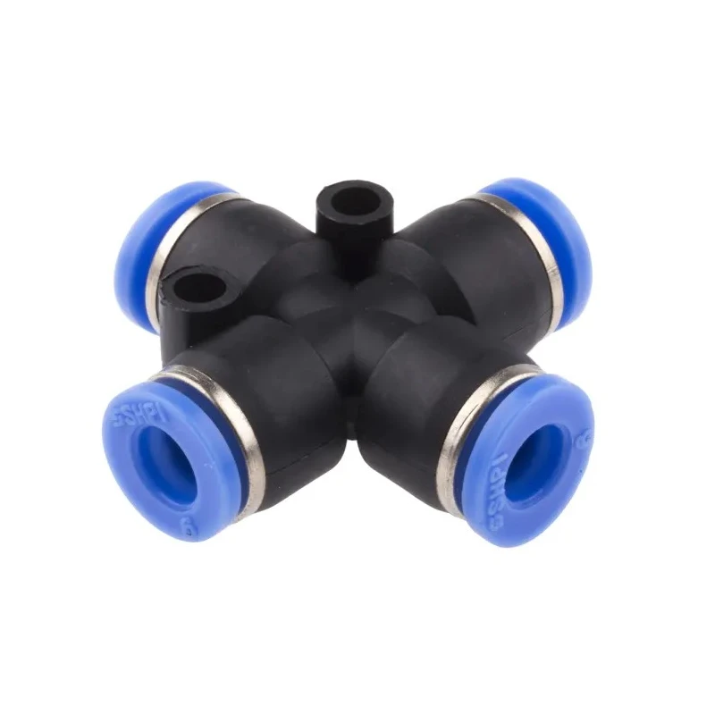RS PRO Nickel Polyoxymethylene Pneumatic Cross Tube-to-Tube Push-In Fitting 6 mm 10 bar 60°C 916-0928