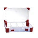 RS PRO Adjustable Compartments 9 Cell Transparent Red Polypropylene Compartment Box 60 mm x 235 mm x 165 mm 124-6592