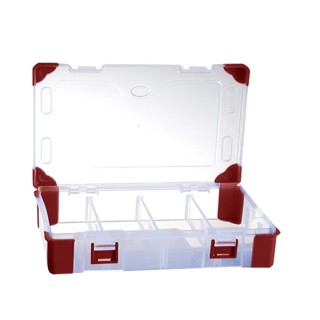 RS PRO Adjustable Compartments 9 Cell Transparent Red Polypropylene Compartment Box 60 mm x 235 mm x 165 mm 124-6592