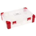 RS PRO Adjustable Compartments 9 Cell Transparent Red Polypropylene Compartment Box 60 mm x 235 mm x 165 mm 124-6592