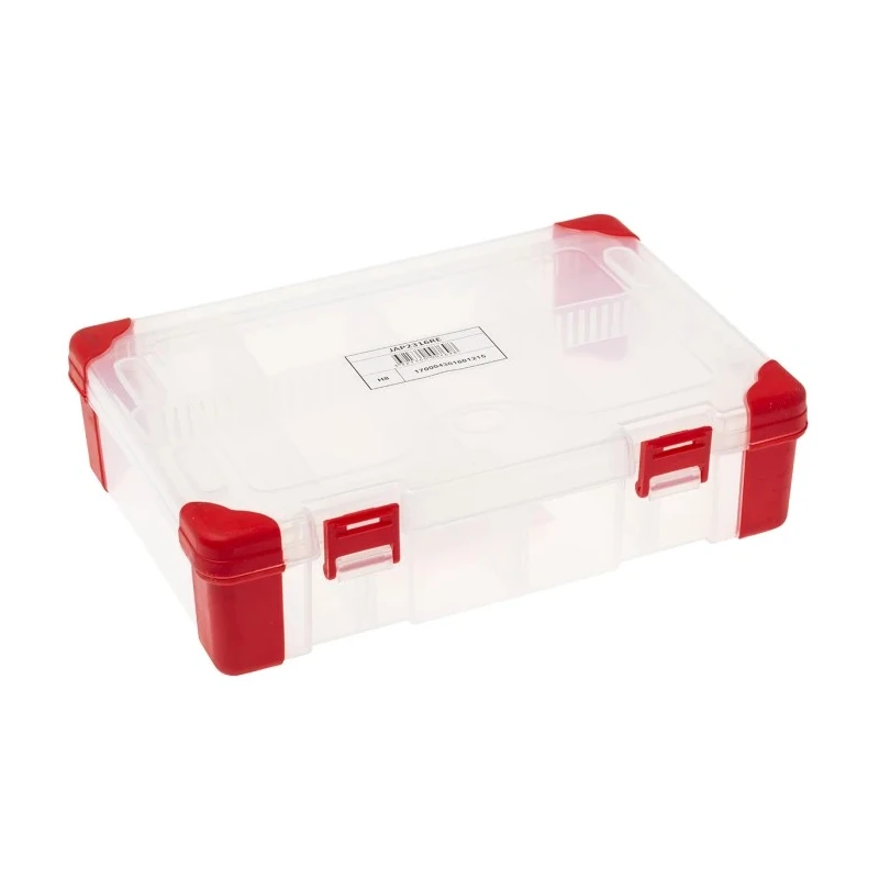 RS PRO Adjustable Compartments 9 Cell Transparent Red Polypropylene Compartment Box 60 mm x 235 mm x 165 mm 124-6592