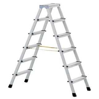 Zarges Aluminium Double-Sided Step Ladder 6 Rungs, 1.3 m Open Length, Extruded Aluminium 150kg Load Capacity 41266