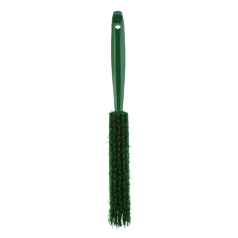 Vikan Hard Bristle Green Scrubbing Brush Polyester Bristle, 50 mm Bristle Length, Hand Brush, Green Handle 45892