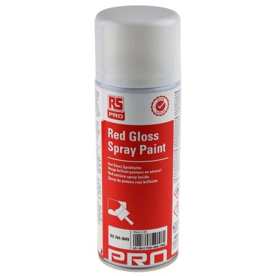 RS PRO Acrylic-Based Red Gloss Spray Paint 400 ml, 1.5m² Coverage 764-3049