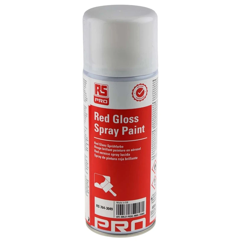 RS PRO Acrylic-Based Red Gloss Spray Paint 400 ml, 1.5m² Coverage 764-3049